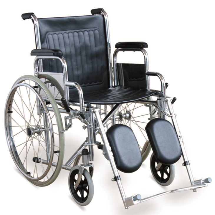 Silla de Ruedas con Elevapiernas Cromada Vinipiel Reposabrazos Desmontables