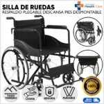 Silla de Ruedas Con Respaldo Plegable y Descansa Pies Desmontable