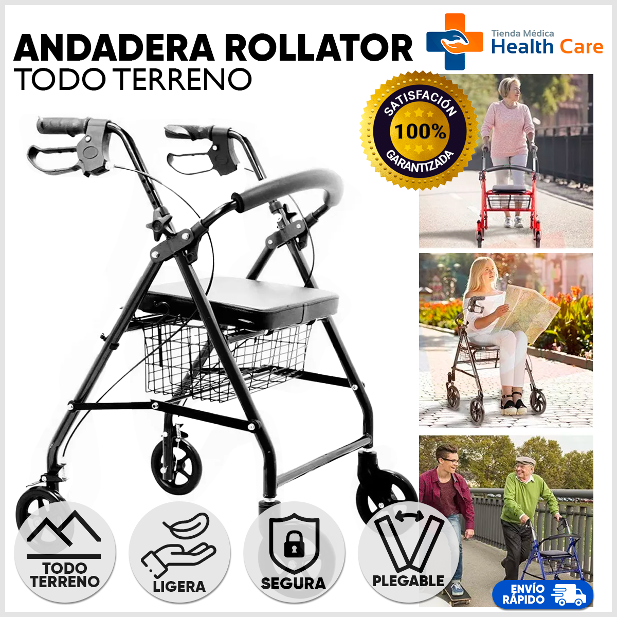 Andadera Rollator de acero